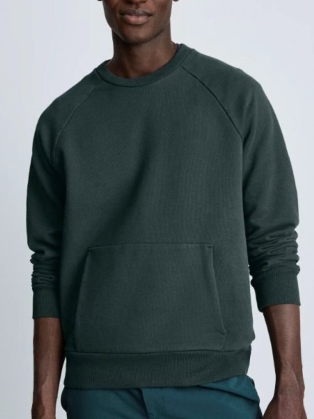 Everlane Men’s Organic Cotton Sweatshirt Sz L Dark Green Pocket Crewneck